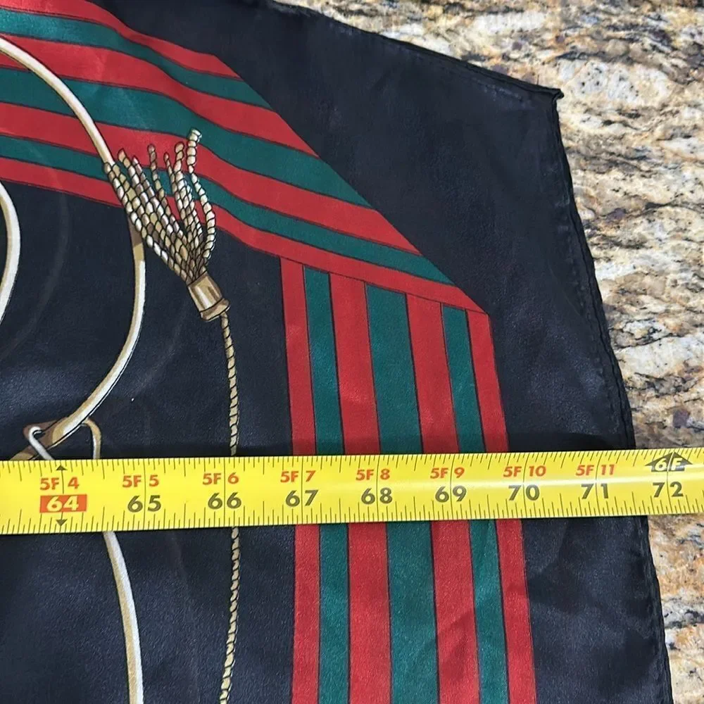 Elegant Tassel & Buckle Print Lightweight Rectangle Scarf